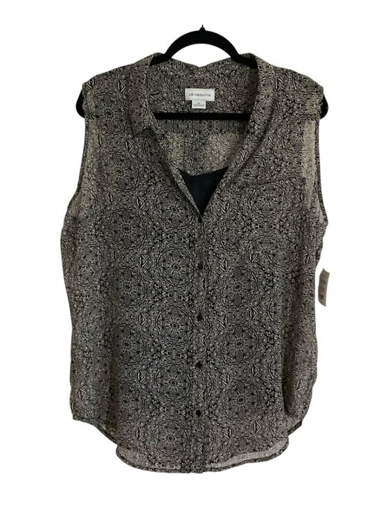 Tops - black & white Semi-sheer Top with black camisole
